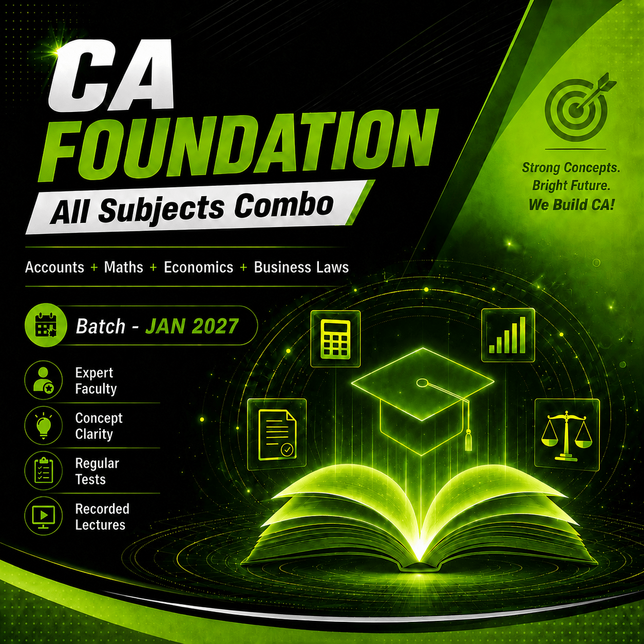 CA Foundation Accounts + Maths + Economics + Business Laws Combo (Batch - Jan 2027)
