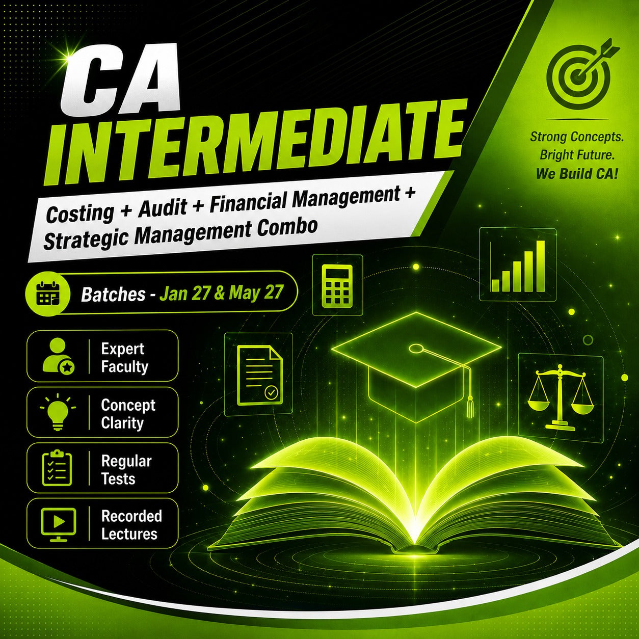 CA Intermediate Costing + Audit + Financial Management + Strategic Management Combo (Batch - Jan 27 and May 27)