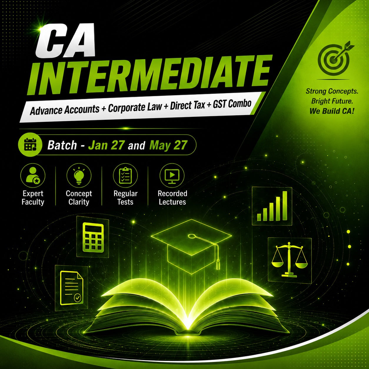 CA Intermediate Advance Accounts + Corporate Law + Direct Tax + GST Combo (Batch - Jan 27 and May 27)